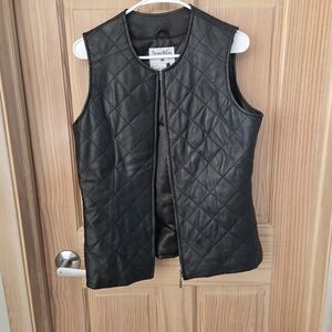 Women's Pamela McCoy Leather Quilted Vest Black Small